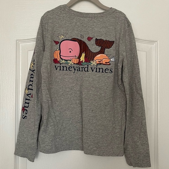 Vineyard Vines Other - 𝅺GIRLS Vineyard Vines Thanksgiving Cornucopia Whale Long-Sleeve Pocket Tee